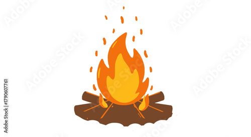 Campfire flame vector illustration fire logs stones isolated