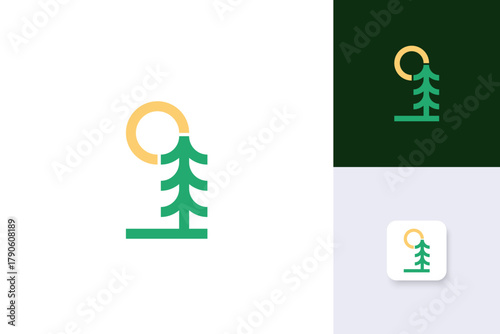 pine tree logo design illustration vector template