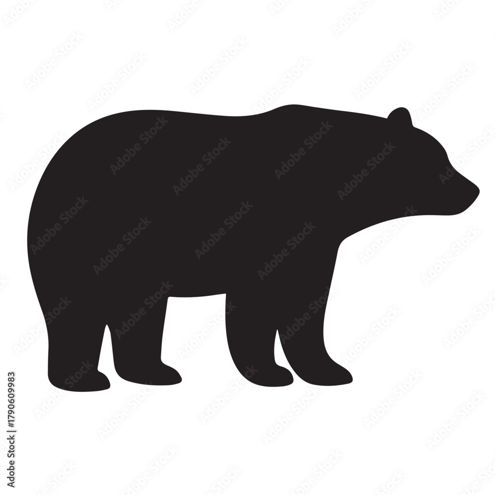 Fototapeta premium Minimalist Black Bear Silhouette Icon