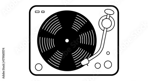 Retro vinyl record player illustration for music enthusiasts