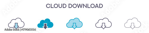 Cloud Download Element For Design Graphic - Multi Styles