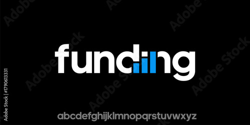 Funding logo with blue bars in the middle of the word.