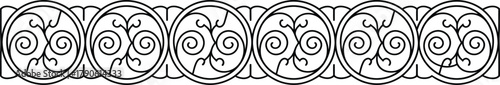 Black ornamental border with repeating circular patterns Keywords: border, ornamental