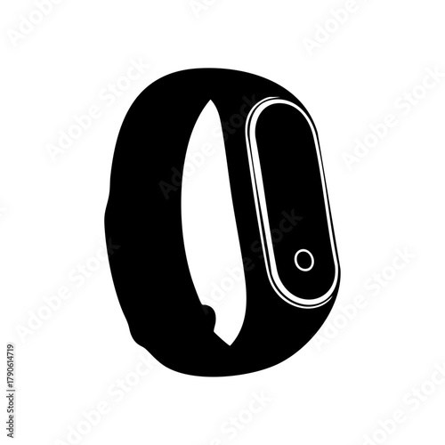 Modern fitness tracker band in black design symbolizing smart technology, health monitoring, and active lifestyle.