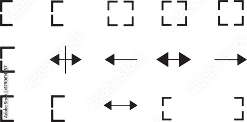 Black corner brackets and arrows on white background directional arrows directional symbols