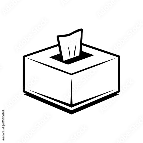 Tissue box with a single tissue sheet symbolizing hygiene, healthcare, and everyday cleanliness.