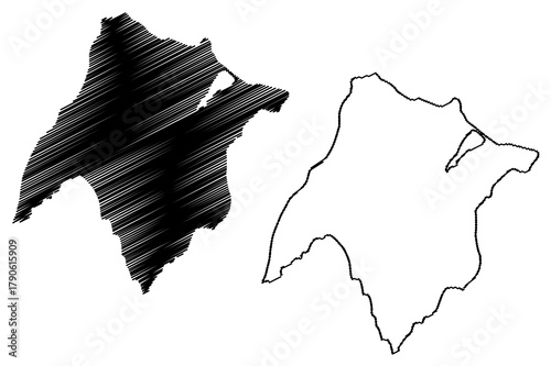 Bolshoy Shantar island (Russia, Russian Federation, Shantar Islands Archipelago) map vector illustration, scribble sketch Bolshoy Shantar map