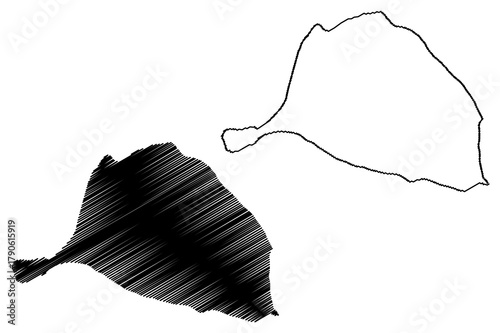 Bolshoy Lyakhovsky island (Russia, Russian Federation, New Siberian Islands archipelago) map vector illustration, scribble sketch Great Lyakhovsky map