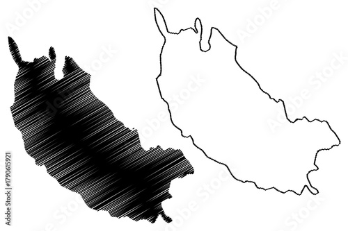 Bolshoy Beryozovy island (Russia, Russian Federation, Gulf of Finland) map vector illustration, scribble sketch Ostrov Bolshoy Berezovy map