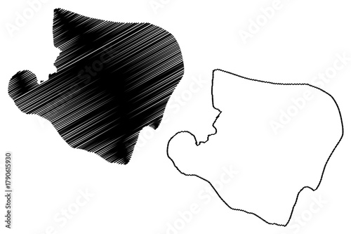 Bolshoy Begichev island (Russia, Russian Federation,  Sakha Republic) map vector illustration, scribble sketch Bolshoy Begichev map