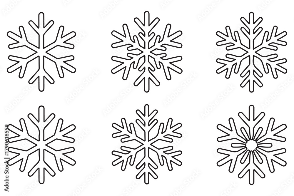 Obraz premium Continuous line drawing of snowflake outline vector illustration 