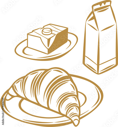 A detailed icon depicting a golden flaky french croissant