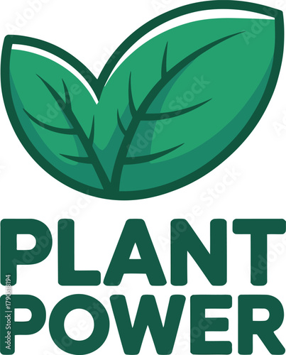 Green Plant Leaves and Plant Power Text Logo vector
