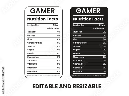 Gamer  nutrition facts, nutrition facts Label, supplement facts, nutrition label,nutrition calculator,twisted tea nutrition facts
