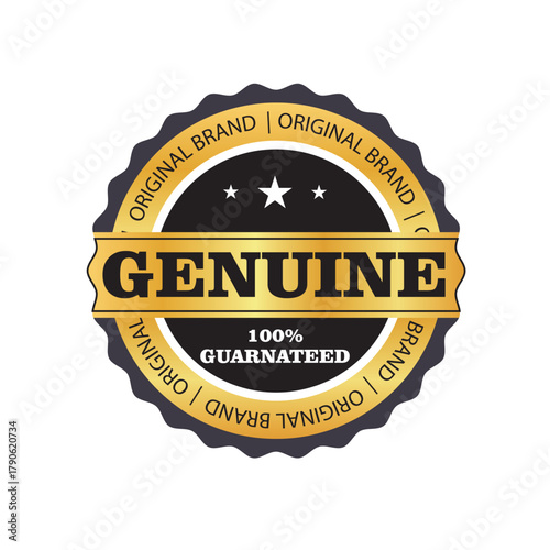 Print Authenticity, genuine, guaranteed, premium quality, certified emblem, vector illustration, seal of approval, trust symbol, brand identity, gold element, reliable icon, product validation