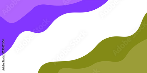 purple and green geometric business banner design. Creative banner design with wave shapes and lines for template. Simple design on white horizontal banner. Eps10 vector