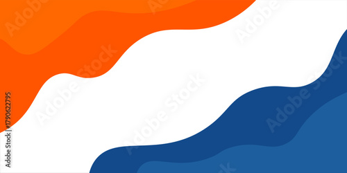 Orange and blue geometric business banner design. Creative banner design with wave shapes and lines for template. Simple design on white horizontal banner. Eps10 vector