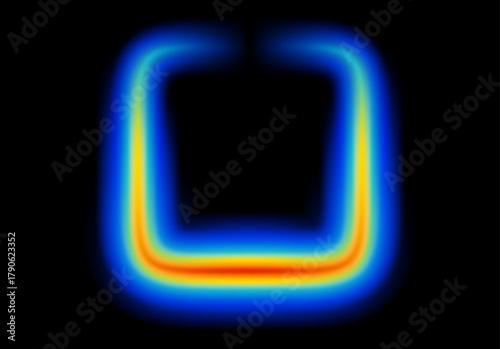 Abstract shape glowing in neon light with heatmap color palette