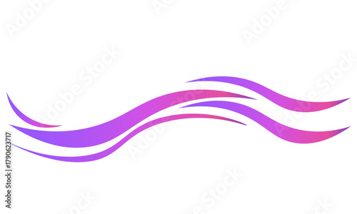This image features flowing, stylized purple waves against a white background,With Ocean wave.