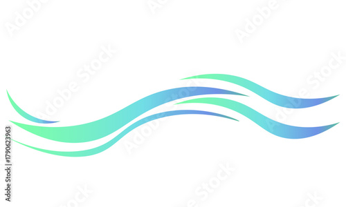 This image features flowing, stylized blue waves against a white background,With Ocean wave.