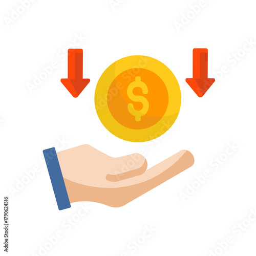 Decline and Deficit Symbol. Vector illustration of financial decline or a losing investment. The concept of monetary depreciation and wealth loss.