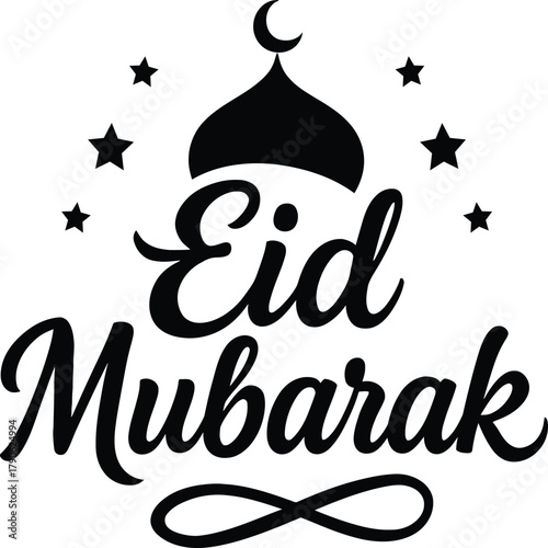 Spread joy and blessings with this exquisite Eid Mubarak card design. Featuring a delicate silhouette of a dome with a crescent moon and stars, this design beautifully encapsulates the spirit of Eid. 