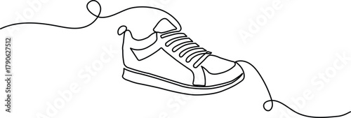 Minimalist athletic footwear single line art design