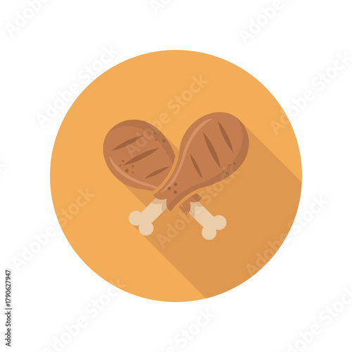Chicken legs illustration food icon grilled meat poultry dinner lunch bbq cartoon style menu design restaurant