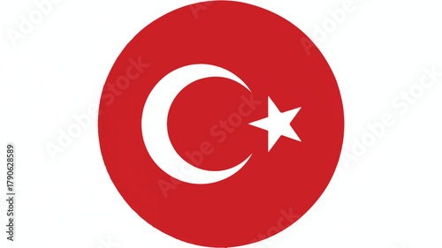 Emblematic Turkish flag design featuring a white crescent moon and star on a red circular background, symbolizing national pride and heritage
