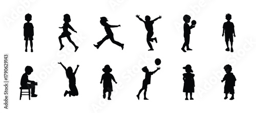 Set of baby and toddler silhouette. Baby silhouette.