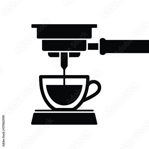 Espresso machine brewing coffee into a cup icon