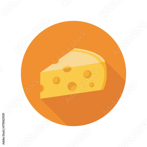 Cheese Icon Graphic Dairy Food Delicious Wedge Swiss Gouda Edam Foodie Nutrition Calcium Cartoon Longshadow Cheesy