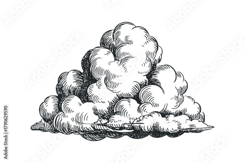 Cumulus cloud sketch in hatching style