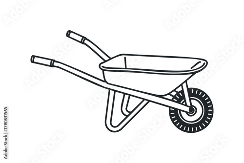 Simple Outline Drawing of a Garden Wheelbarrow
