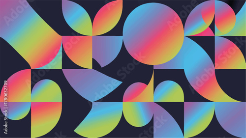 Abstract Geometric Pattern with Gradient Circles and Squares Background