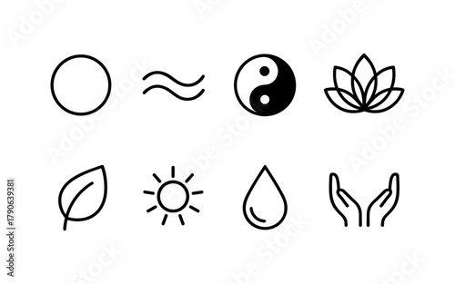 Minimalist icons representing balance and wellness for mindful living