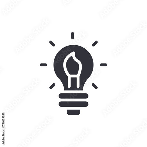 Innovative Lightbulb Concept Solution Flat Vector Icon