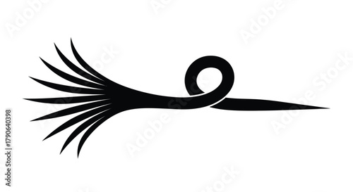Abstract black bird illustration with a stylized curved neck and feather detail