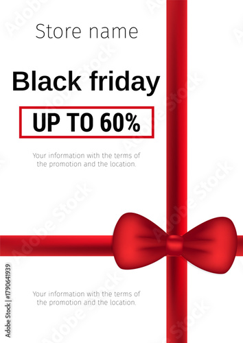 Promo sale flyer  for Black friday. Shopping, Store, Gifts, Supermarket, Order online, Sale concept. A4 vector illustration for poster, banner, flyer, advertising, promo etc