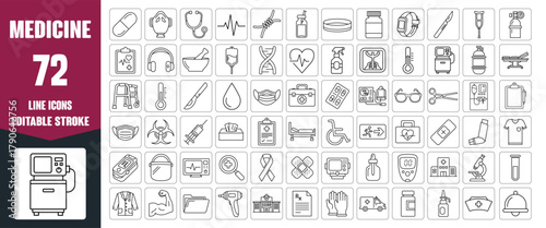 Medical and Healthcare Line Icon Set — Clean Editable Stroke Vector Icons of Human Body, Anatomy, Urology, and Wellness
