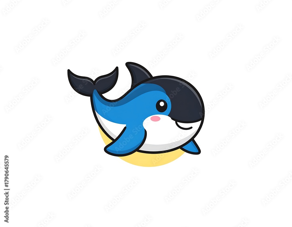 Naklejka premium Cute Cartoon Whale Illustration.