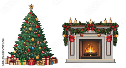 christmas tree with fireplace