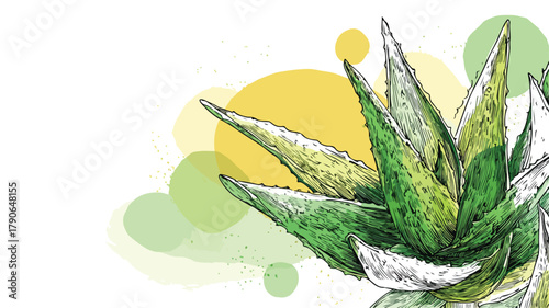 Aloe Vera Natural Organic Cosmetic Banner Design Vector