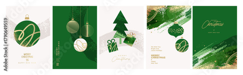 Christmas and New Year cards. Vector illustrations for holiday greeting card, poster, website and social media banner, marketing material.