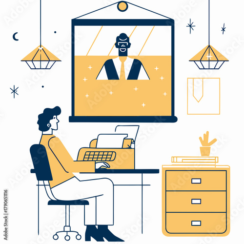 man working on computer