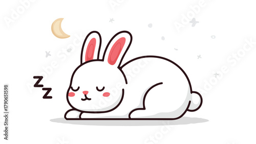 Adorable Sleeping Bunny Vector Icon for Graphic Design Projects