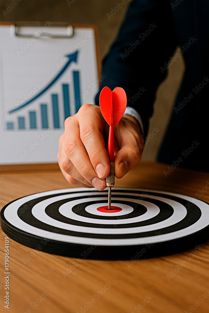 Fototapeta premium A dart hitting a target for the concept of business goals and success.