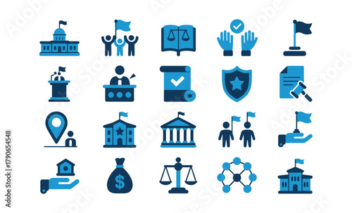 Government law icons vector graphics