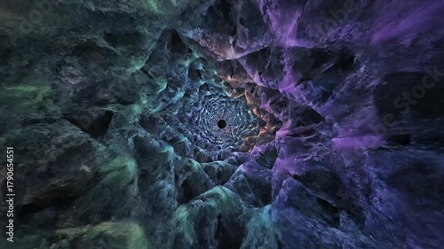 Futuristic organic ice cave tunnel flythrough abstract background animation loop