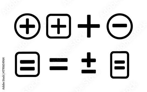 Minimalist black and white mathematical symbols collection